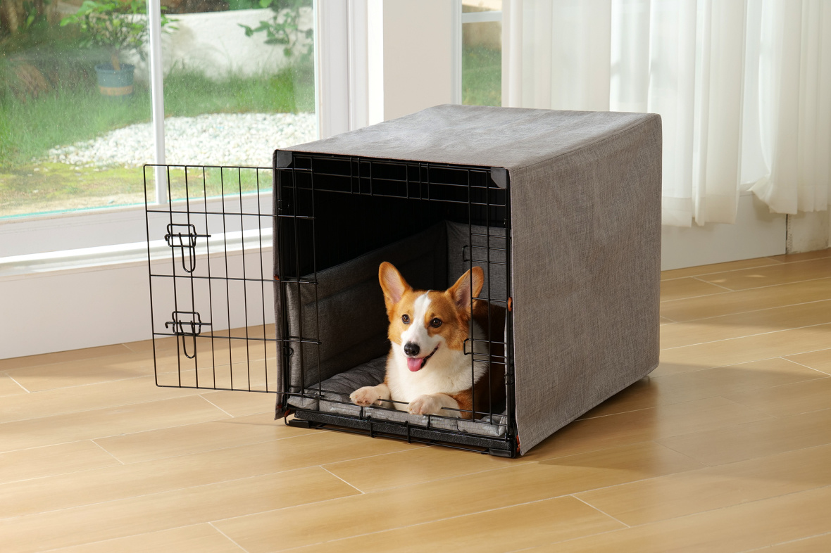 PawPrint Pads Premium Dog Crate with Bed - Image 2