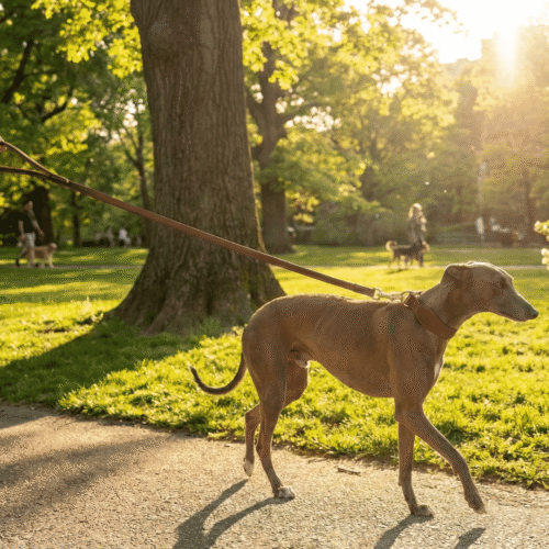 Italian Leather Greyhound Lead – Aniline Brown